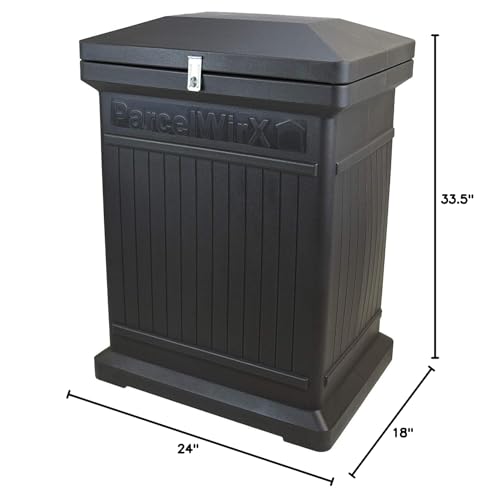 RTS Home Accents ParcelWirx Premium Vertical Large Lockable Package Delivery Box with Hinged Lid, Graphite Color