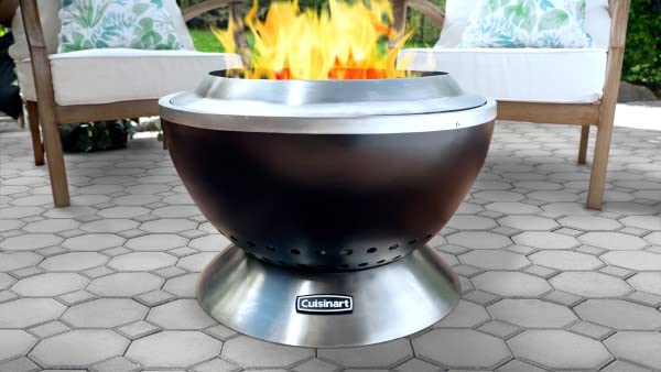 Cuisinart COH-800 Cleanburn Smokeless 24" Fire Pit with Wind Guard, Easy Clean Removable Base for Ash and Locking Base