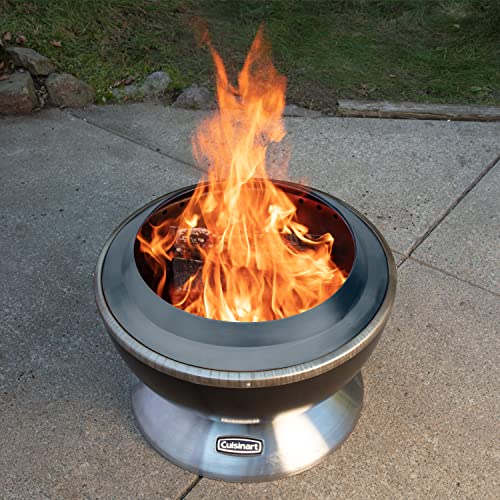 Cuisinart COH-800 Cleanburn Smokeless 24" Fire Pit with Wind Guard, Easy Clean Removable Base for Ash and Locking Base