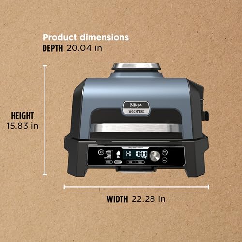 Ninja OG951 Woodfire Pro Connect Premium XL Outdoor Grill & Smoker, Bluetooth, App Enabled, 7-in-1 Master Grill, BBQ Smoker, Outdoor Air Fryer, Woodfire Technology, 2 Built-In Thermometers, Black