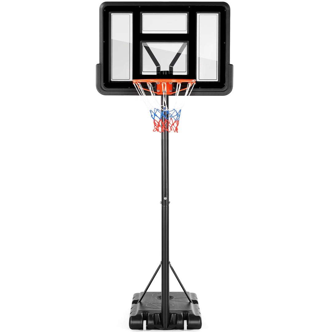 Sweetcrispy Outdoor Portable Basketball Hoop Goal Court System 4.2-10ft Adjustable Height 44 Inch Shatterproof Backboard Fillable Base with 2 Wheels for Kids Youth and Adults in Backyard Driveway