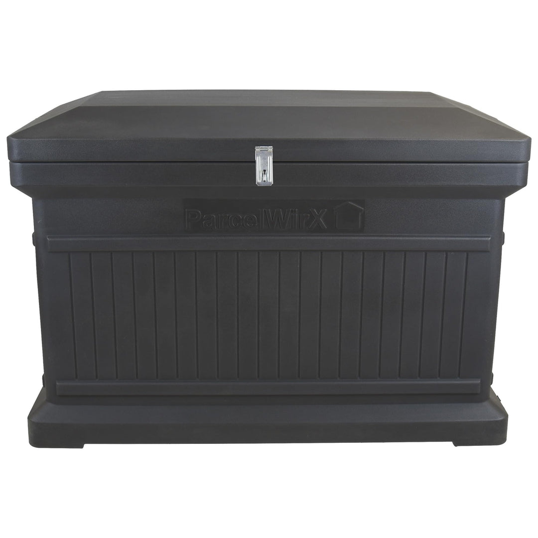 RTS Home Accents ParcelWirx Premium Horizontal Storage Cabinet/Lockable Package Delivery Box with Hinged Lid, Graphite