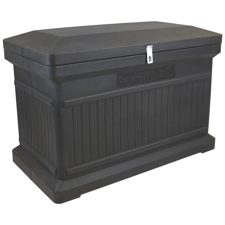 RTS Home Accents ParcelWirx Premium Horizontal Storage Cabinet/Lockable Package Delivery Box with Hinged Lid, Graphite