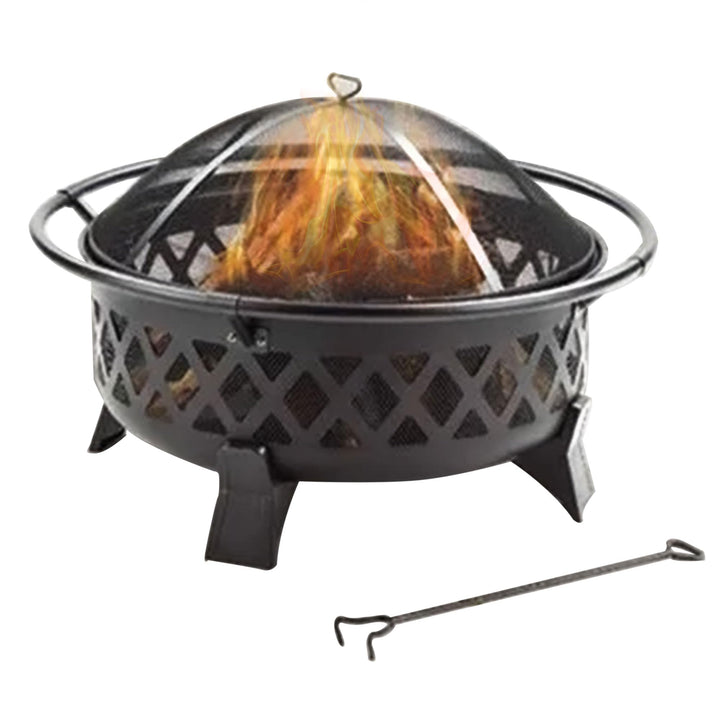 Four Seasons Courtyard Outdoor Fire Pit with Spark Screen and Safety Ring, 35"