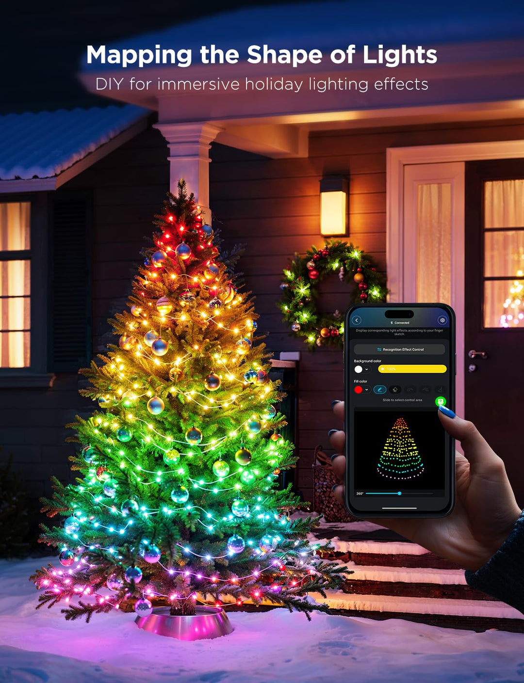 Govee Christmas Lights 2, RGBWIC 164FT 500LEDs LED String Lights for Christmas Decor, Smart Indoor Outdoor Christmas Tree Lights with Shape Mapping Function, 130+ Scene Modes, APP Control, Green Wire