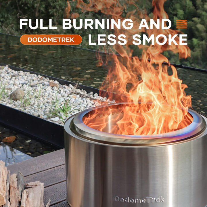 Dodometrek Smokeless Firepit 20 Inch Fire Pit with Stand, Smokeless Fire Pits for Outside Patio Camping,Large Smokeless Firepit with Removable Ash Pan, Outdoor Solo Bonfire Pit|Silver