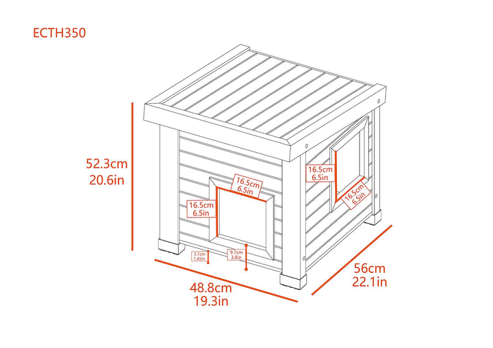 New Age Pet® ECOFLEX® Albany Outdoor Feral Cat House for Multiple Cats with Quick & Easy Assembly, 2 Vinyl Door Flaps Included, Moisture and Odor Resistant