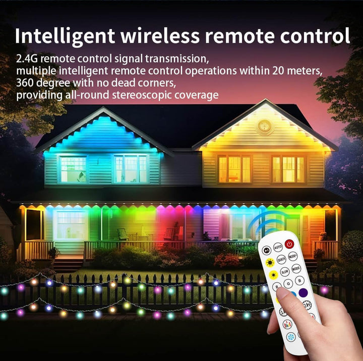 SIFWEX 200ft Permanent Outdoor Lights Pro - with App & Remote, RGB-IC Smart Eternity Eaves Lights IP68 Waterproof, Year-Round House Roof Outdoor Lighting, 120LEDs