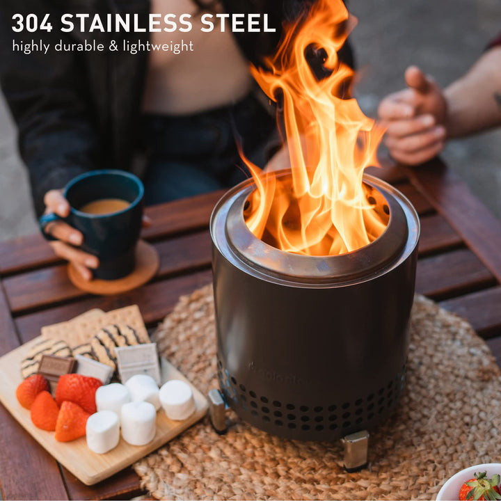 Solo Stove Mesa XL, 7 Inch Tabletop Fire Pit with Stand - Smokeless, Stainless Steel Fire Pit for Camping, Outdoor & Patio- Wood Burning or Pellet Fueled Portable Bonfire, 2.3lbs, Mulberry