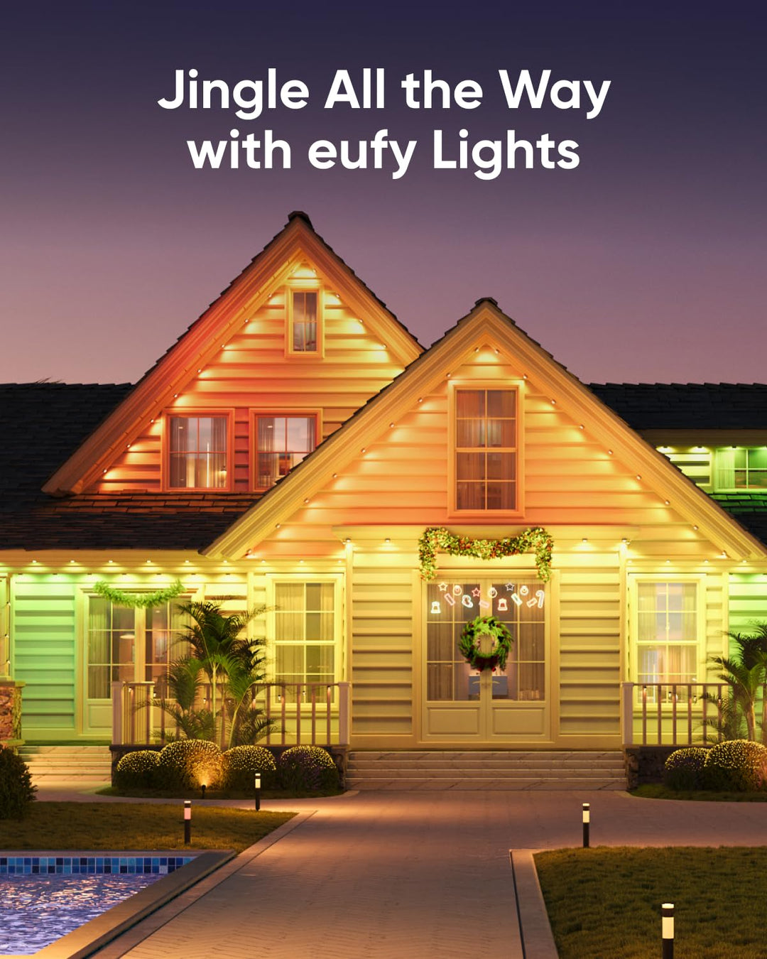 eufy Permanent Outdoor Lights E22, 50ft with 30 Triple-LED Lights, Smart RGBWW Christmas Lights, Daily and Holiday, IP67 Waterproof, AI Lighting Themes for Christmas Decorations, Links with Cameras