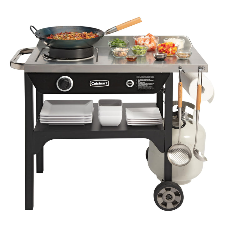 Cuisinart Outdoor Wok Station - 50,000 BTU Propane Burner - Includes 14” Carbon Steel Wok – Cooking/Grill - Great for Stir Frying and More, CGG-1265