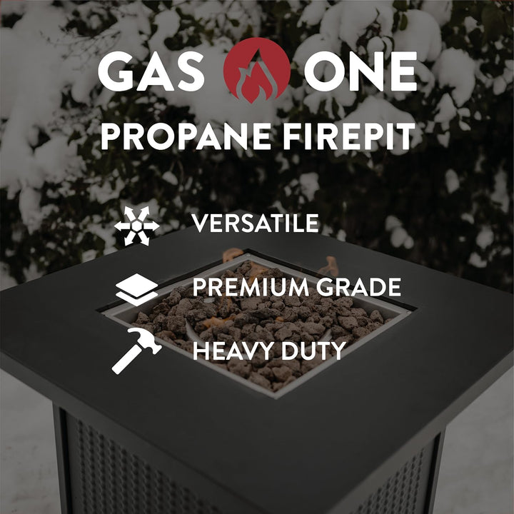 GasOne Propane Fire Pit Outdoor Heater – 28-inch Large Tabletop Fire Pit for Outdoor Use – 52,750 BTU Gas Fire Pit with Lava Rocks and Fire Pit Cover Lid – Warmth and Ambiance - Black