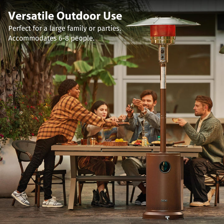 EAST OAK 48,000 BTU Patio Heater for Outdoor Use With Round Table Design, Double-Layer Stainless Steel Burner and Wheels, Outdoor Patio Heater for Home and Commercial, Bronze, 31.9" x 31.9" x 86.6"