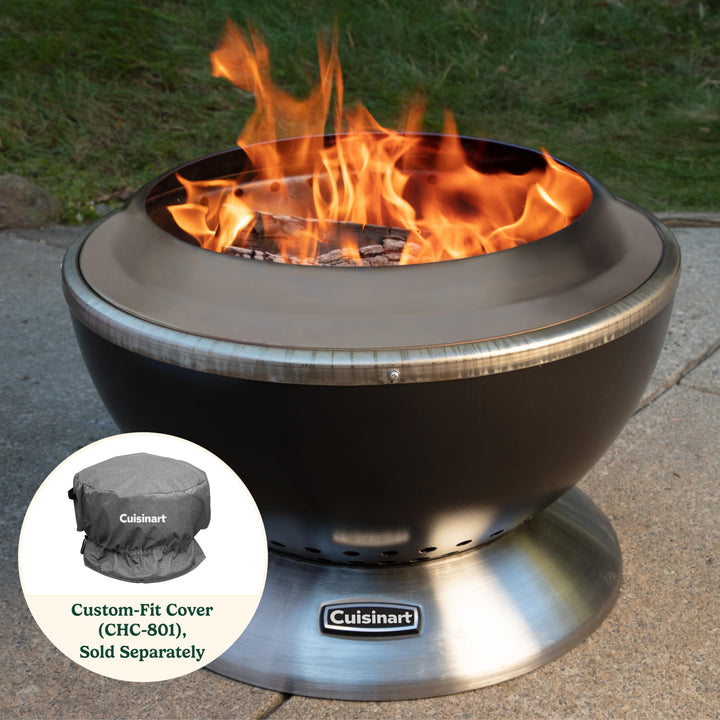 Cuisinart COH-800 Cleanburn Smokeless 24" Fire Pit with Wind Guard, Easy Clean Removable Base for Ash and Locking Base