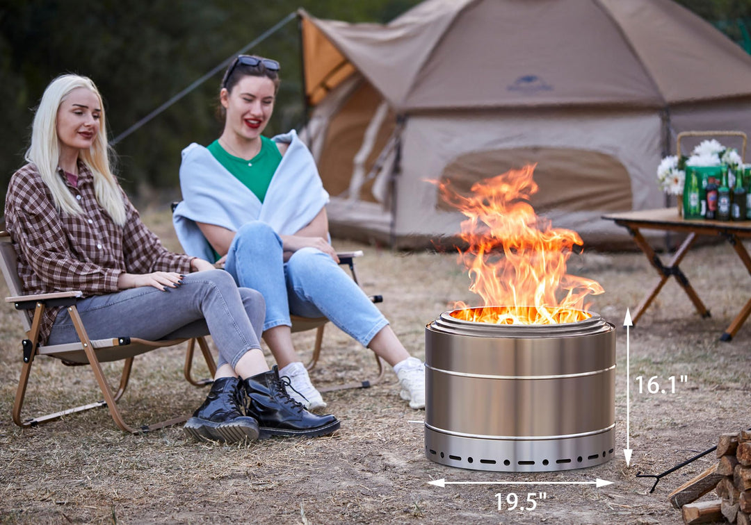 SURESTOVE Smokeless Fire Pit Outdoor Wood Burning Portable Firepit Stainless Steel for Backyard Patio Garden Picnic Camping Bonfire(19 Inch)