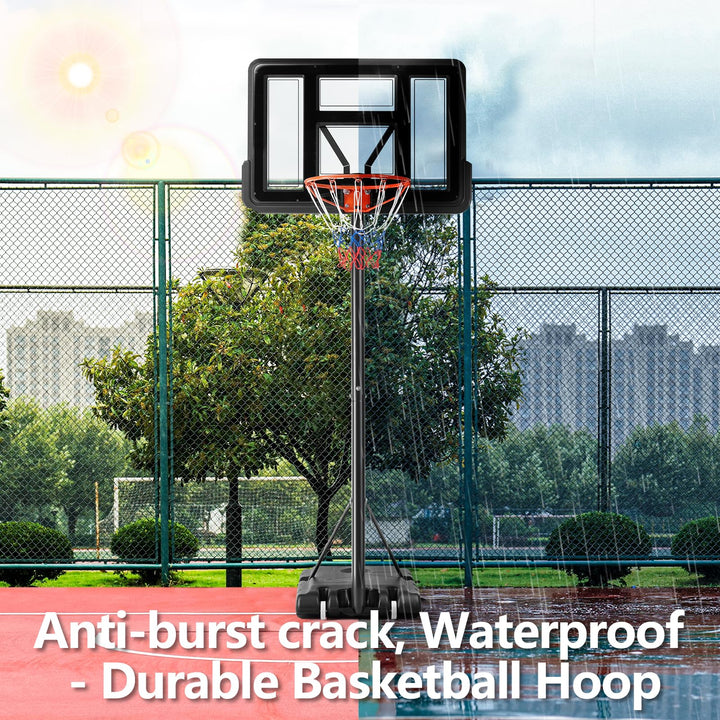 Sweetcrispy Outdoor Portable Basketball Hoop Goal Court System 4.2-10ft Adjustable Height 44 Inch Shatterproof Backboard Fillable Base with 2 Wheels for Kids Youth and Adults in Backyard Driveway